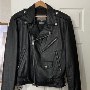 Wilsons Leather Black Moto Jacket
